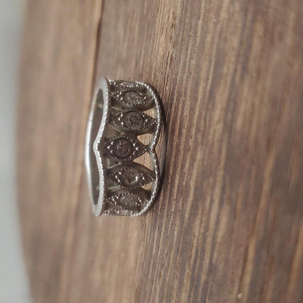 Rhodium size 6.5 R547‎ crown princess ring